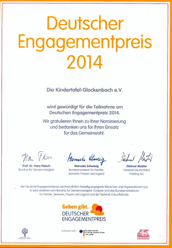 Nominierung Deutscher Engagementpreis 2014